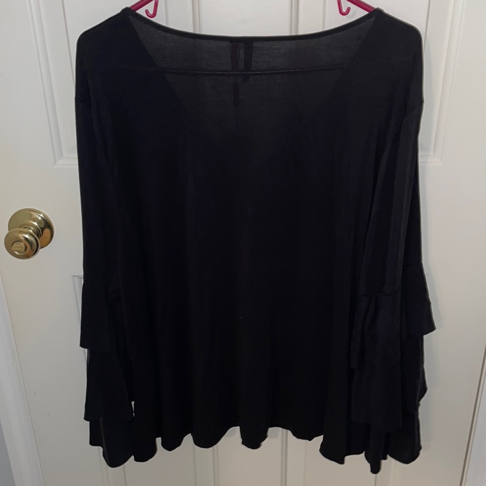 Black Ruffled Sleeve Top - Picture 5 of 5